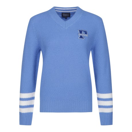 [가격 인하] 공용 뱃지 컬러 블록 브이넥 니트 스웨터