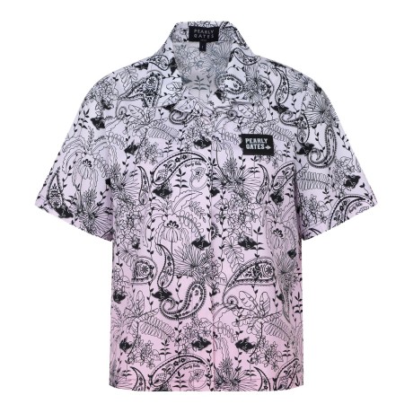공용 페이즐리 플로럴 오픈카라 반팔 셔츠