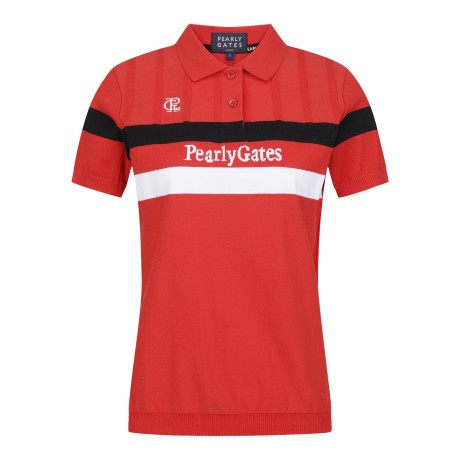 [냉감]공용 배색 라인 로고 인타샤 칼라 반팔 니트