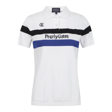 [냉감]공용 배색 라인 로고 인타샤 칼라 반팔 니트