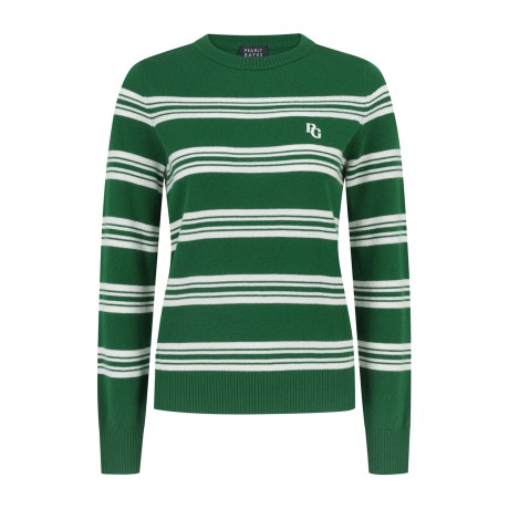 [가격인하] 공용 로고 스트라이프 라운드넥 니트