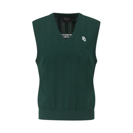 공용 케이블 블록 메쉬 니트 베스트