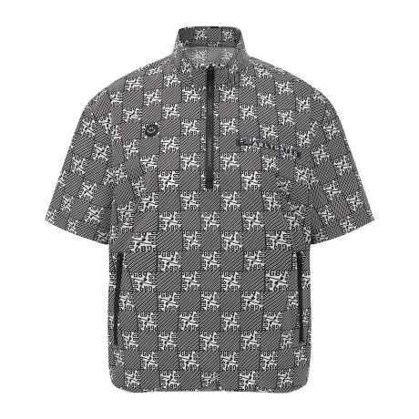 공용 시어서커 하프 집업 반팔 점퍼