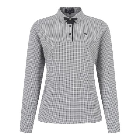 공용 깅엄 체크 하프 버튼 카라 티셔츠