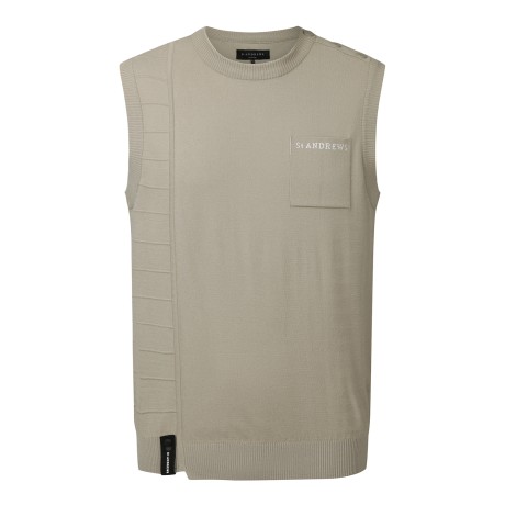 남성 포켓 로고 포인트 라운드넥 니트 베스트
