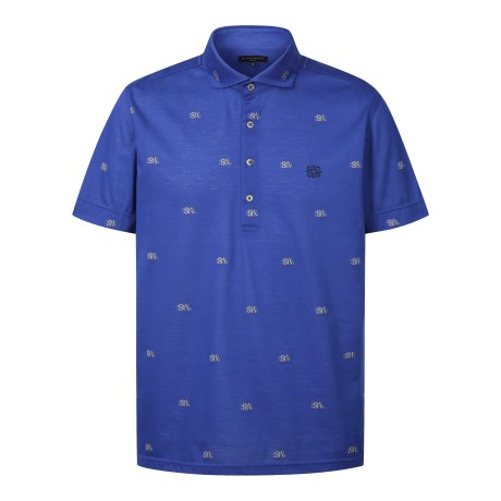 남성 STA 로고 자수 패턴 카라 반팔티셔츠