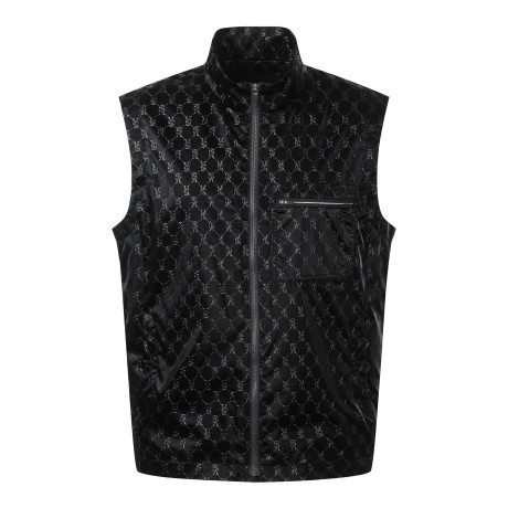 남성 로고 패턴 하이넥 집업 베스트