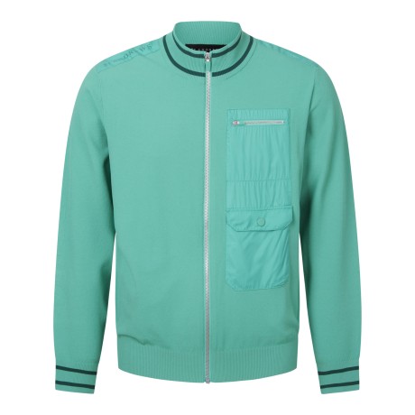 남성 우븐 포켓 로고 프린트 집업 가디건