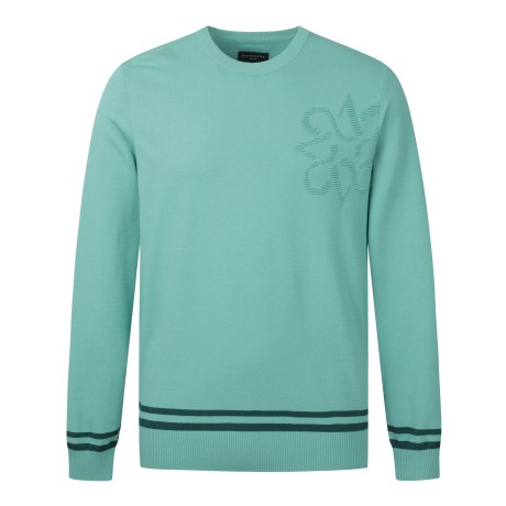 남성 스트라이프 배색 캐주얼 라운드 니트