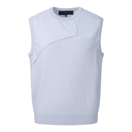 남성 우븐 더블 라운드 니트 베스트