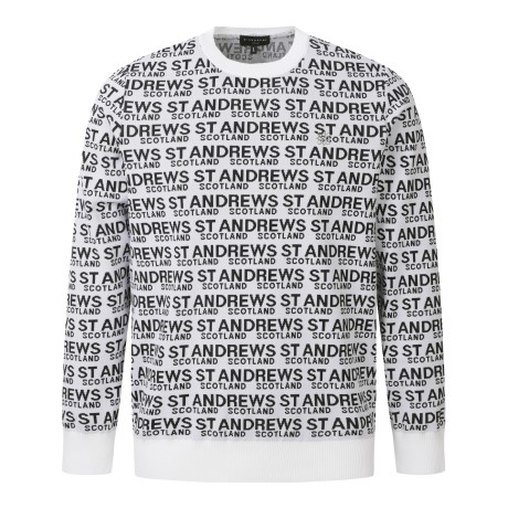 남성 로고 배색 더블 자가드 니트