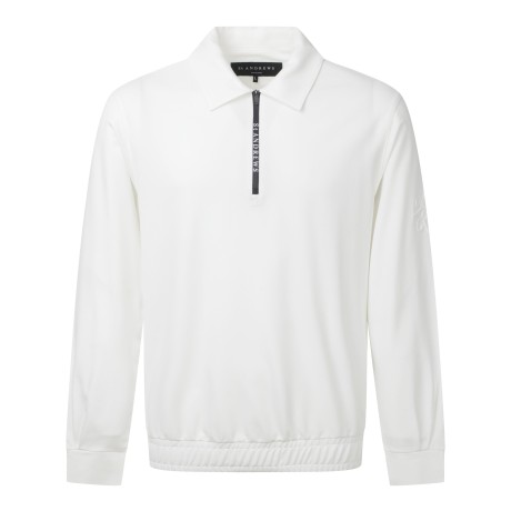 남성 로고 프린트 하프 집업 밑단 밴딩 긴팔 티셔츠