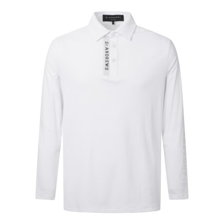 남성 냉감 슬리브 로고 자가드 긴팔 티셔츠