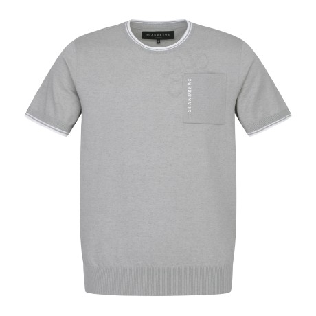 남성 시그니처 심볼 포켓 라운드 반팔 니트