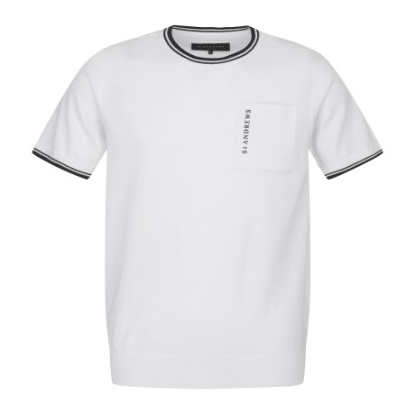 남성 시그니처 심볼 포켓 라운드 반팔 니트