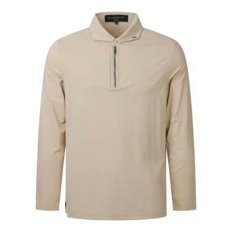 남성 백 로고 자가드 메쉬 냉감 하프 집업 긴팔 티셔츠