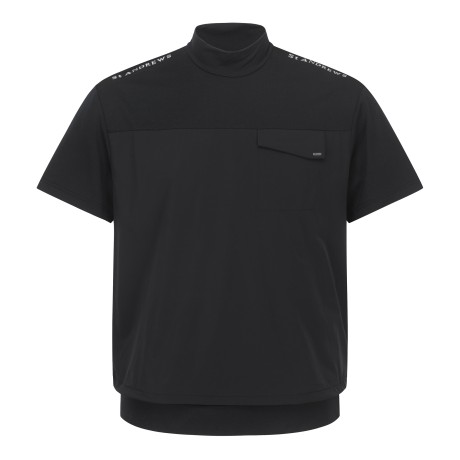 남성 포켓 디테일 우븐 하이브리드 하이넥 반팔 티셔츠