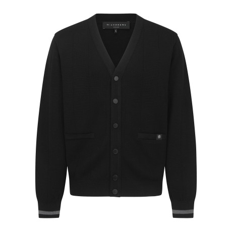 남성 솔리드 백 우븐 믹스 울 가디건