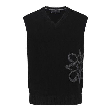 남성 별 심볼 자카드 캐시미어 V넥 니트 베스트