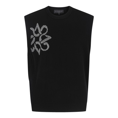 남성 별 심볼 오버핏 라운드 니트 베스트