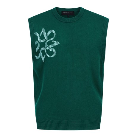 남성 별 심볼 오버핏 라운드 니트 베스트