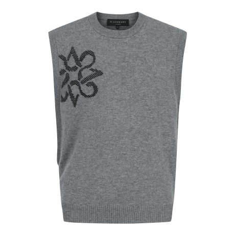 남성 별 심볼 오버핏 라운드 니트 베스트