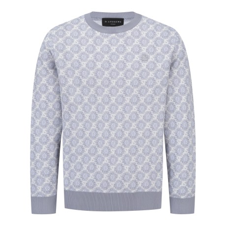 남성 STA 로고 보니 스코틀랜드 패턴 자가드 니트