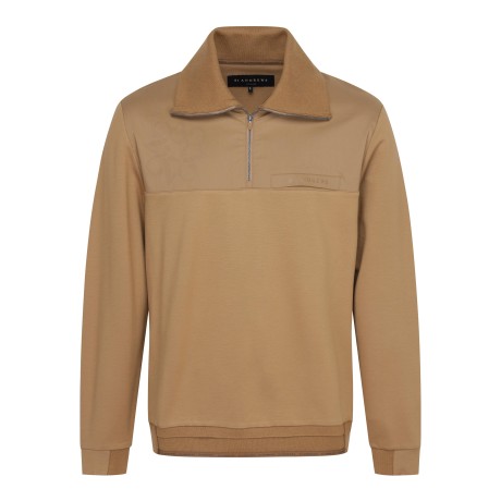 남성 우븐 믹스 하프 집업 긴팔 티셔츠