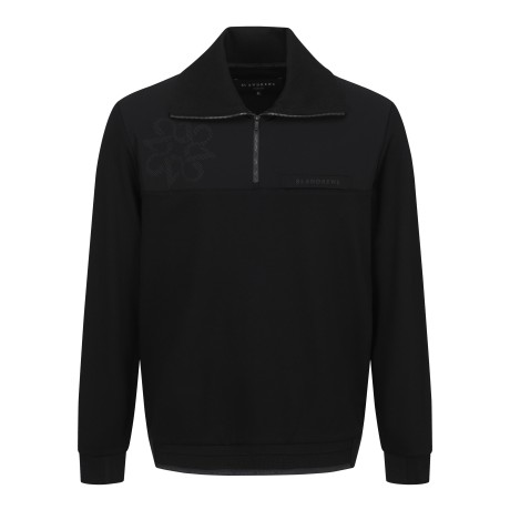 남성 우븐 믹스 하프 집업 긴팔 티셔츠