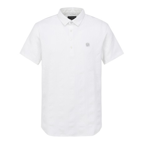 남성 별 심볼 케이블 무늬 피케 반팔 티셔츠