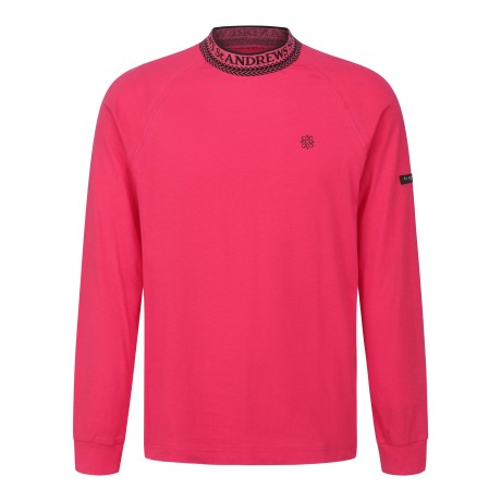 남성 별 심볼 레터링 배색 하이넥 긴팔 티셔츠