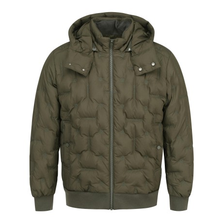 남성 로고 자수 후드 구스다운 점퍼