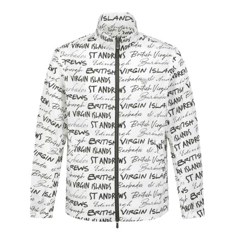 남성 레터링 로고 패턴 하이넥 집업 점퍼