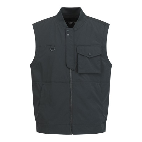 남성 백 로고 아웃 포켓 캐주얼 집업 베스트