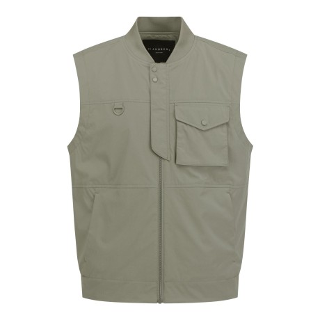 남성 백 로고 아웃 포켓 캐주얼 집업 베스트