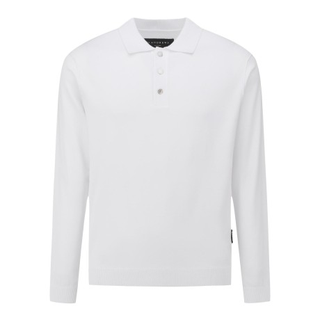 남성 심볼 자수 리브 칼라 긴팔 니트