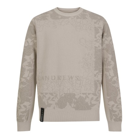 남성 블랙 플라워 자카드 니트