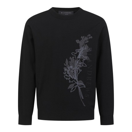 남성 로고 플라워 자수 니트