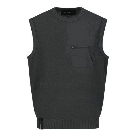 남성 심볼 우븐 믹스 니트 베스트