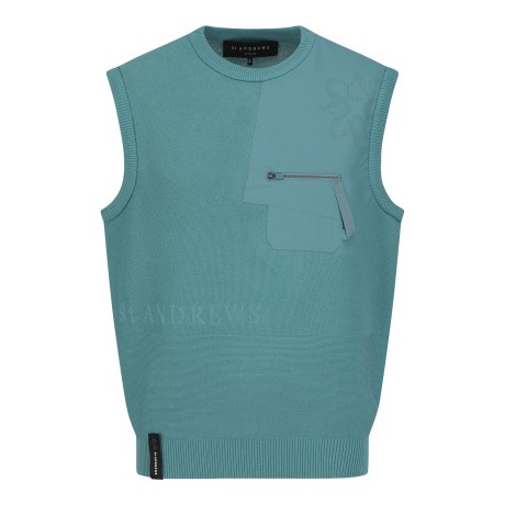 남성 심볼 우븐 믹스 니트 베스트