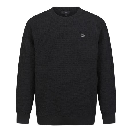 남성 엠보 로고 패턴 긴팔 니트