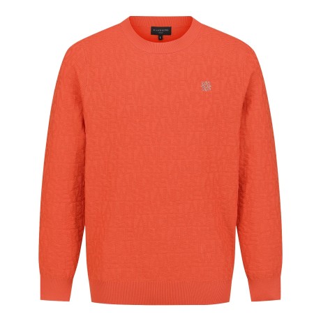 남성 엠보 로고 패턴 긴팔 니트