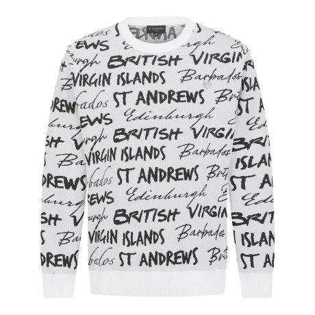 남성 로고 패턴 자카드 긴팔 니트