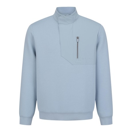 남성 우븐 포켓 플라켓 하이넥 긴팔 티셔츠