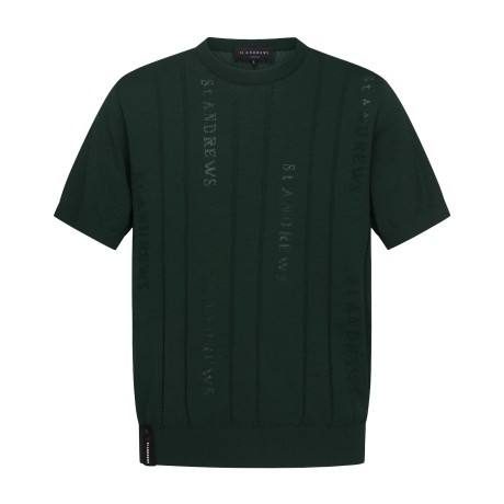 남성 로고 레터링 백 블록 반팔 니트