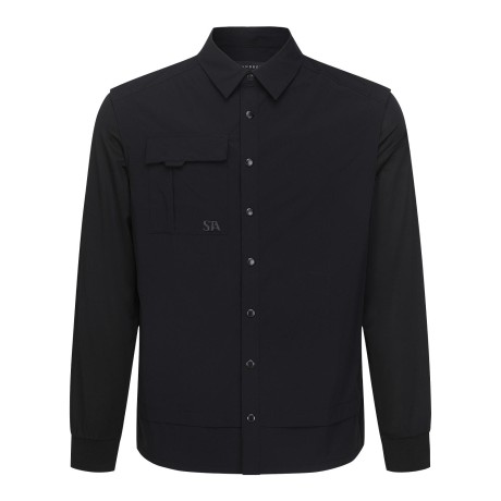 남성 배색 슬리브 포켓 셔츠