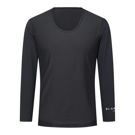 남성 텍스처 블록 U넥 긴팔 티셔츠