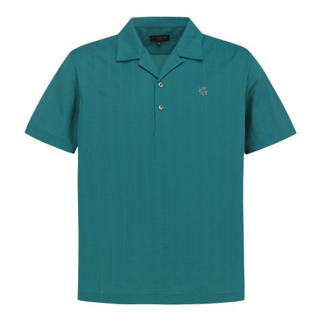 남성 별 심볼 조직감 오픈 칼라 반팔 티셔츠