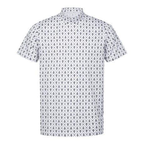 남성 로고 아가일 패턴 모크넥 반팔 티셔츠