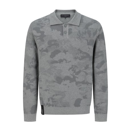 남성 카모플라주 패턴 칼라 니트